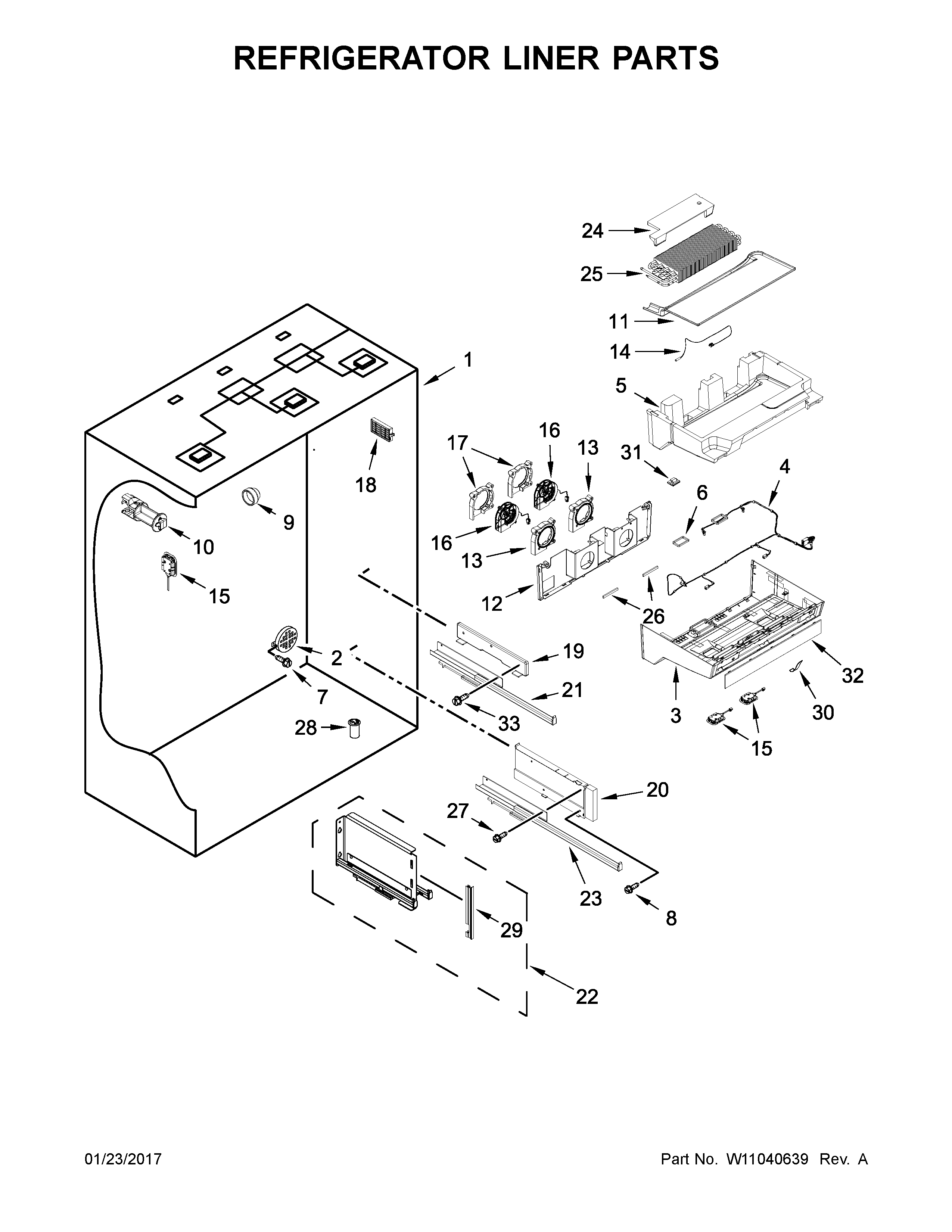 Refrigerator liner parts
