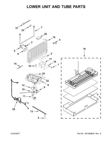 Lower unit and tube parts