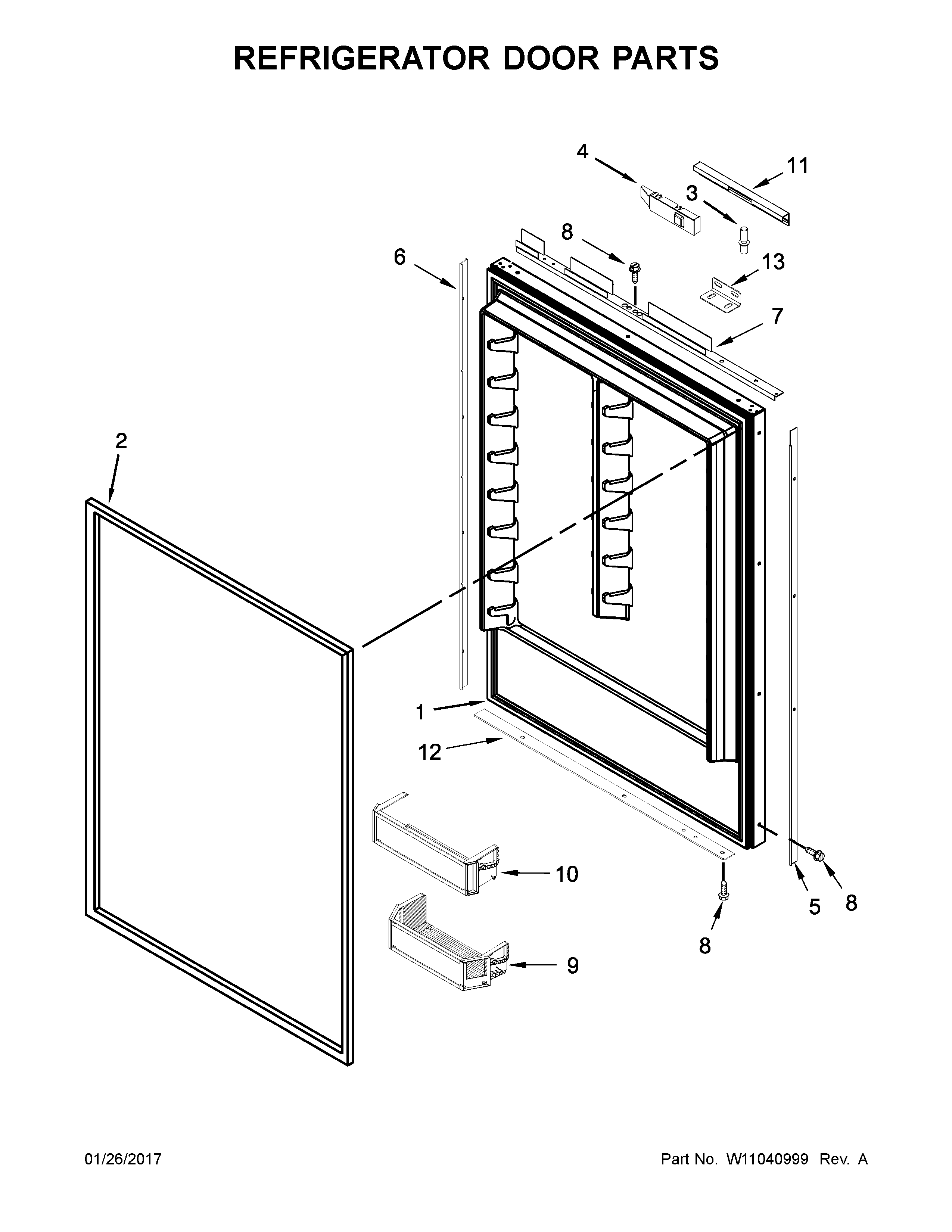 Refrigerator door parts