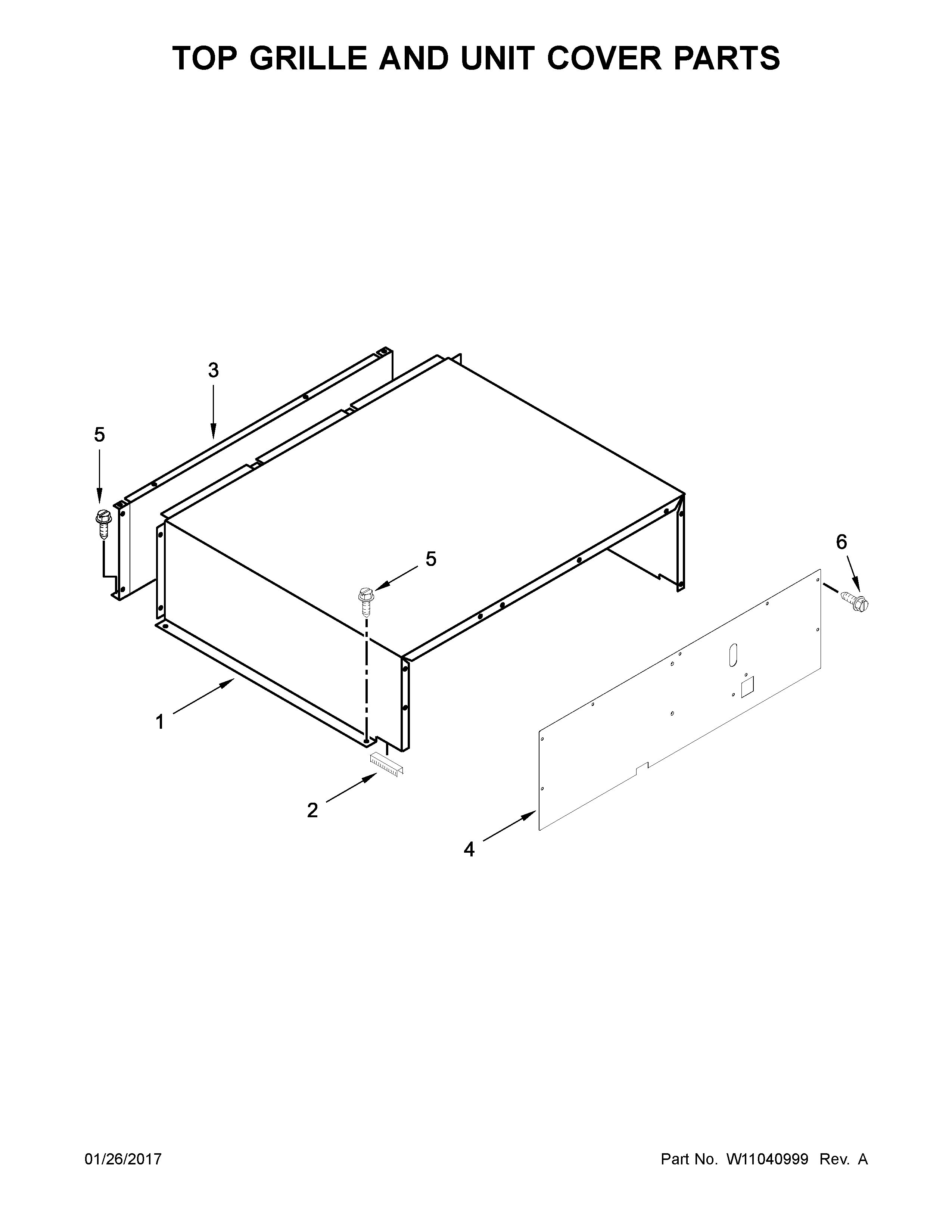 Top grille and unit cover parts