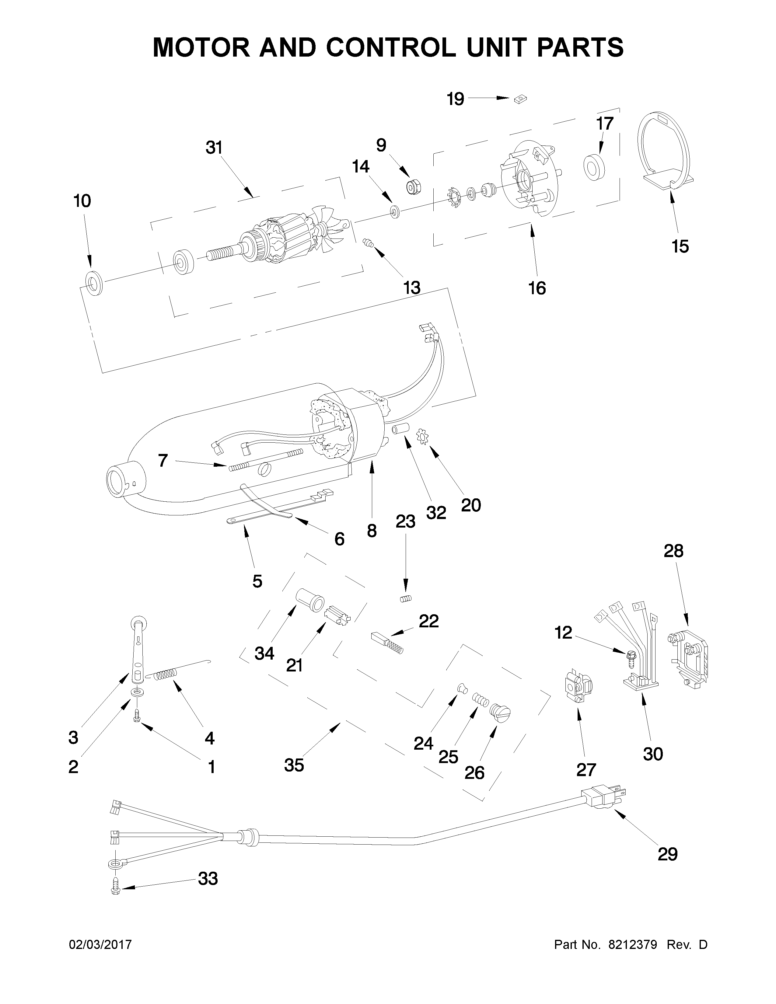Motor and control unit parts