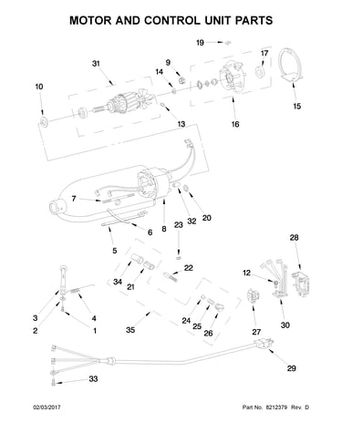 Motor and control unit parts