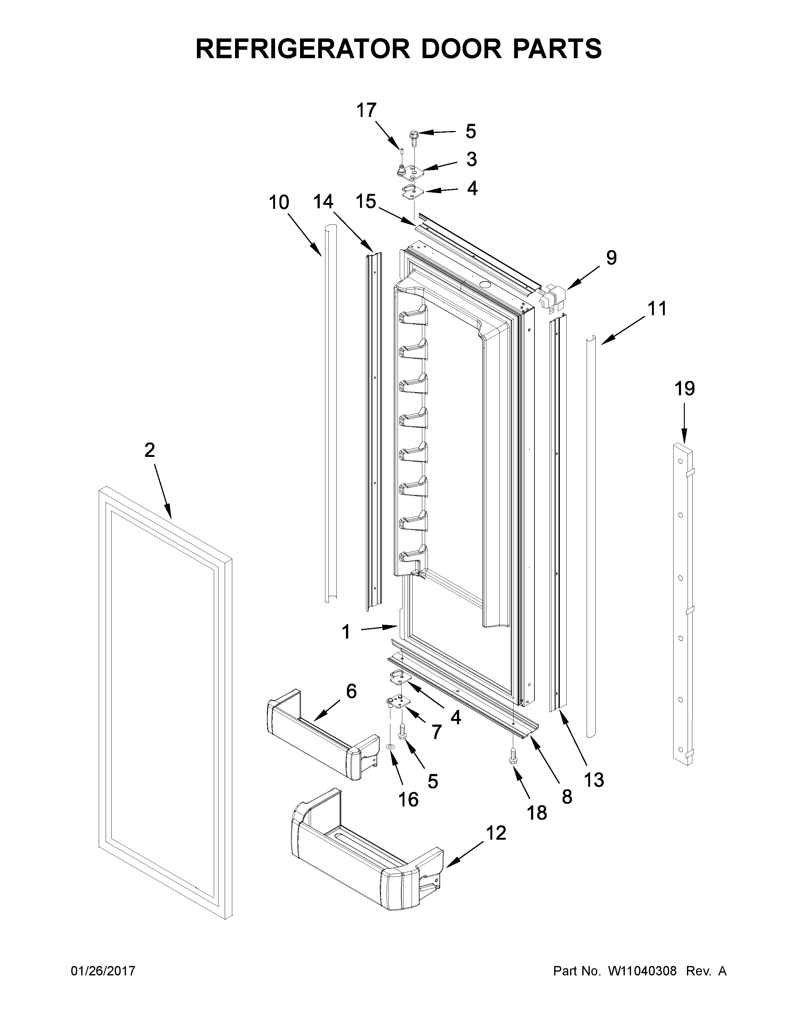 Refrigerator door parts
