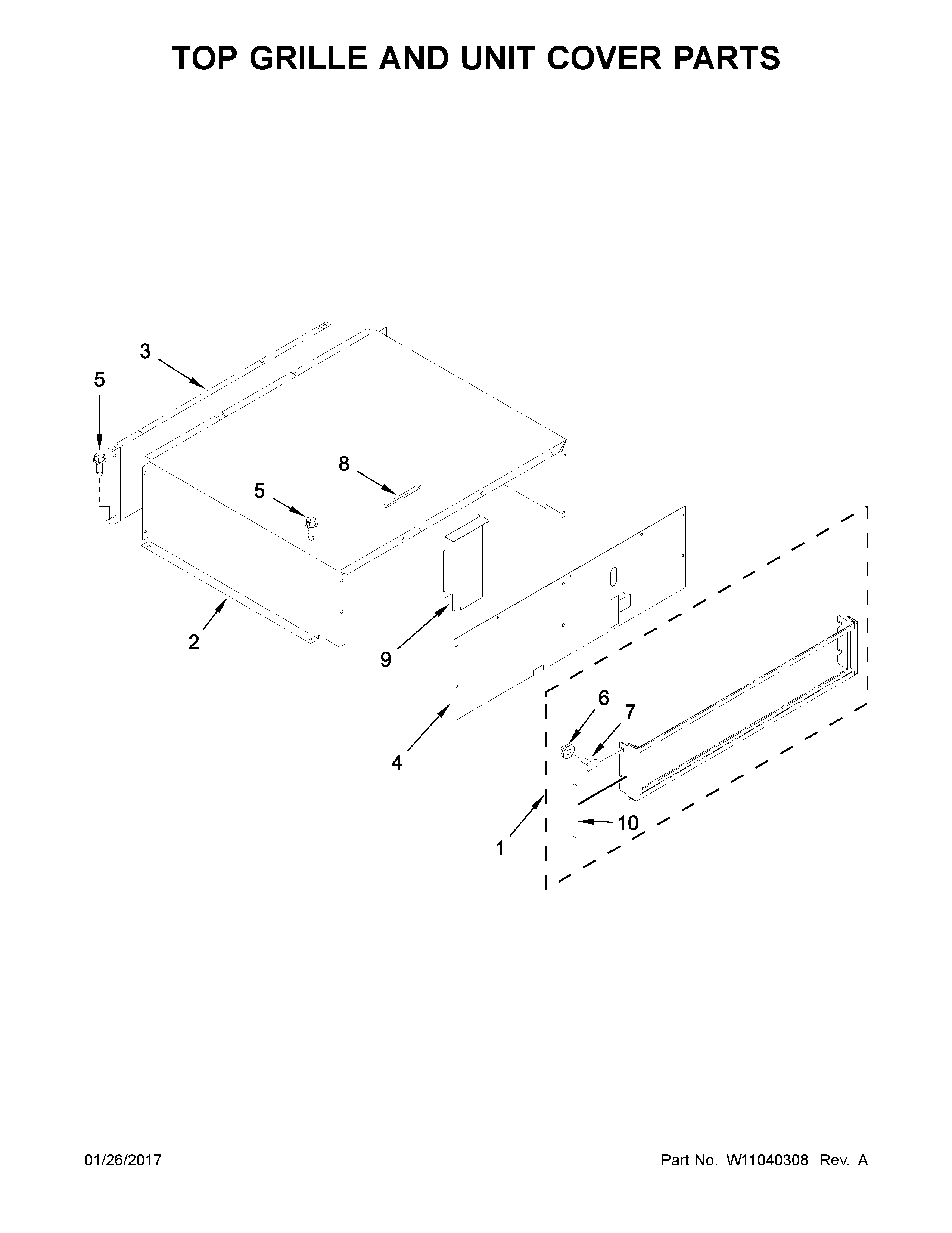 Top grille and unit cover parts
