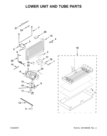 Lower unit and tube parts