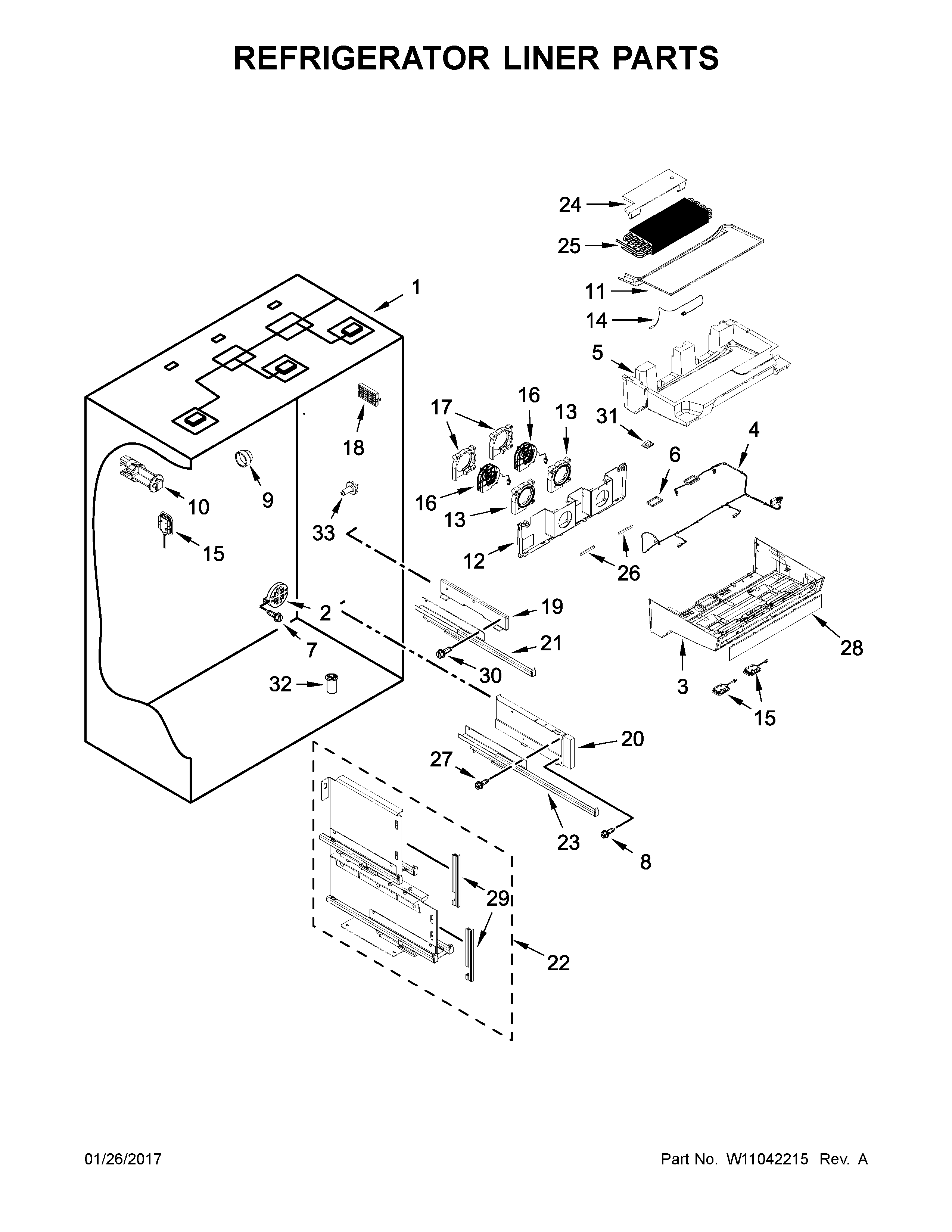 Refrigerator liner parts