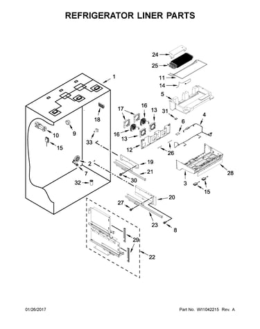 Refrigerator liner parts