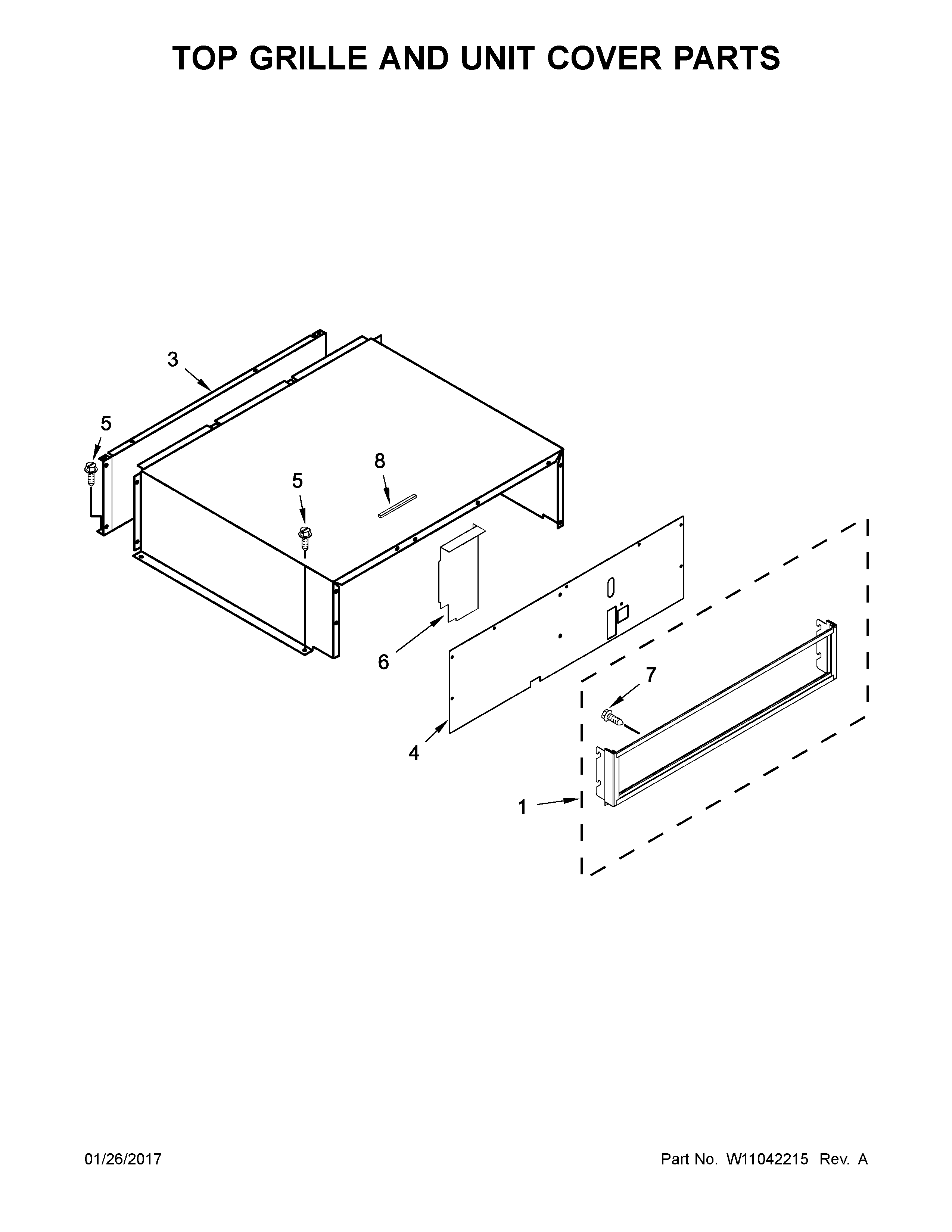 Top grille and unit cover parts