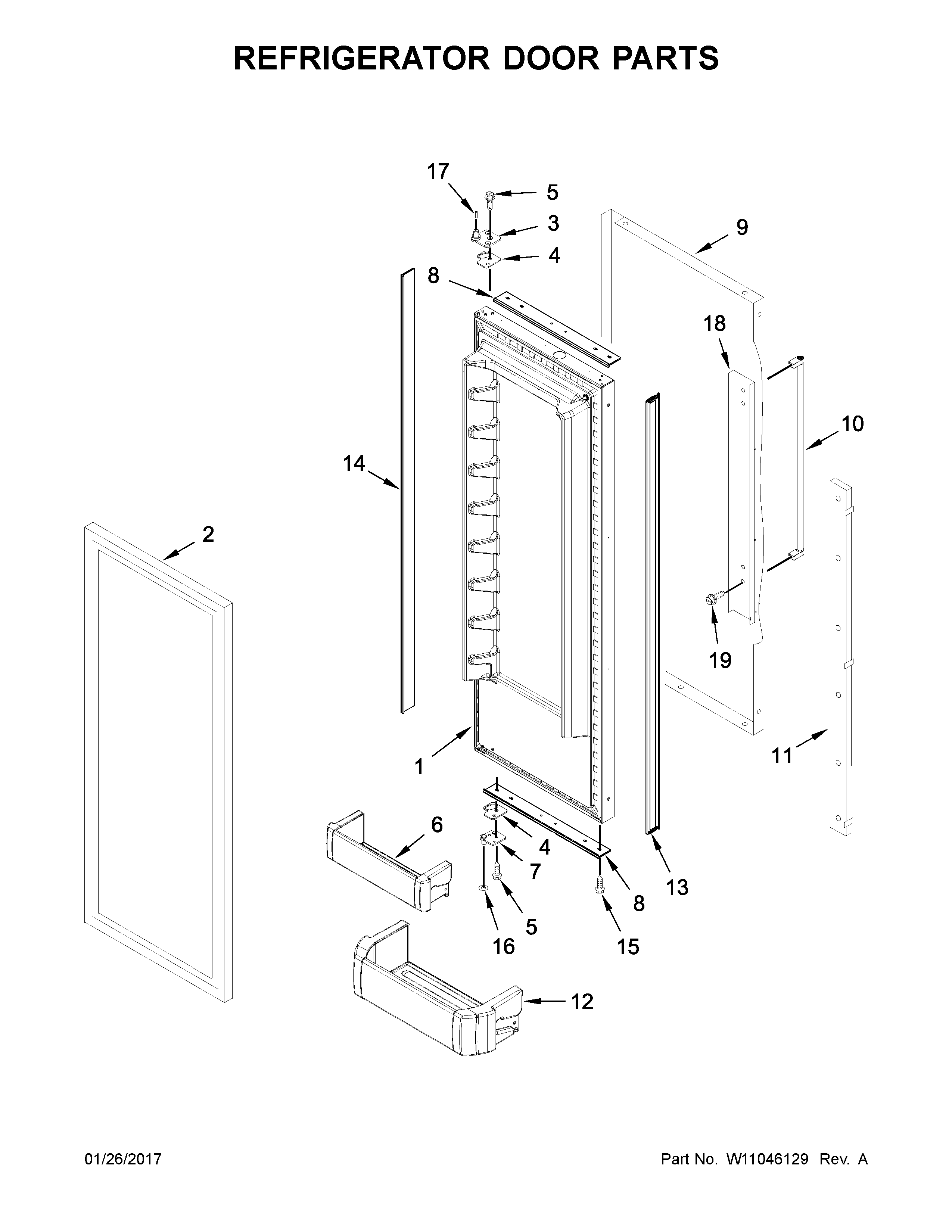 Refrigerator door parts