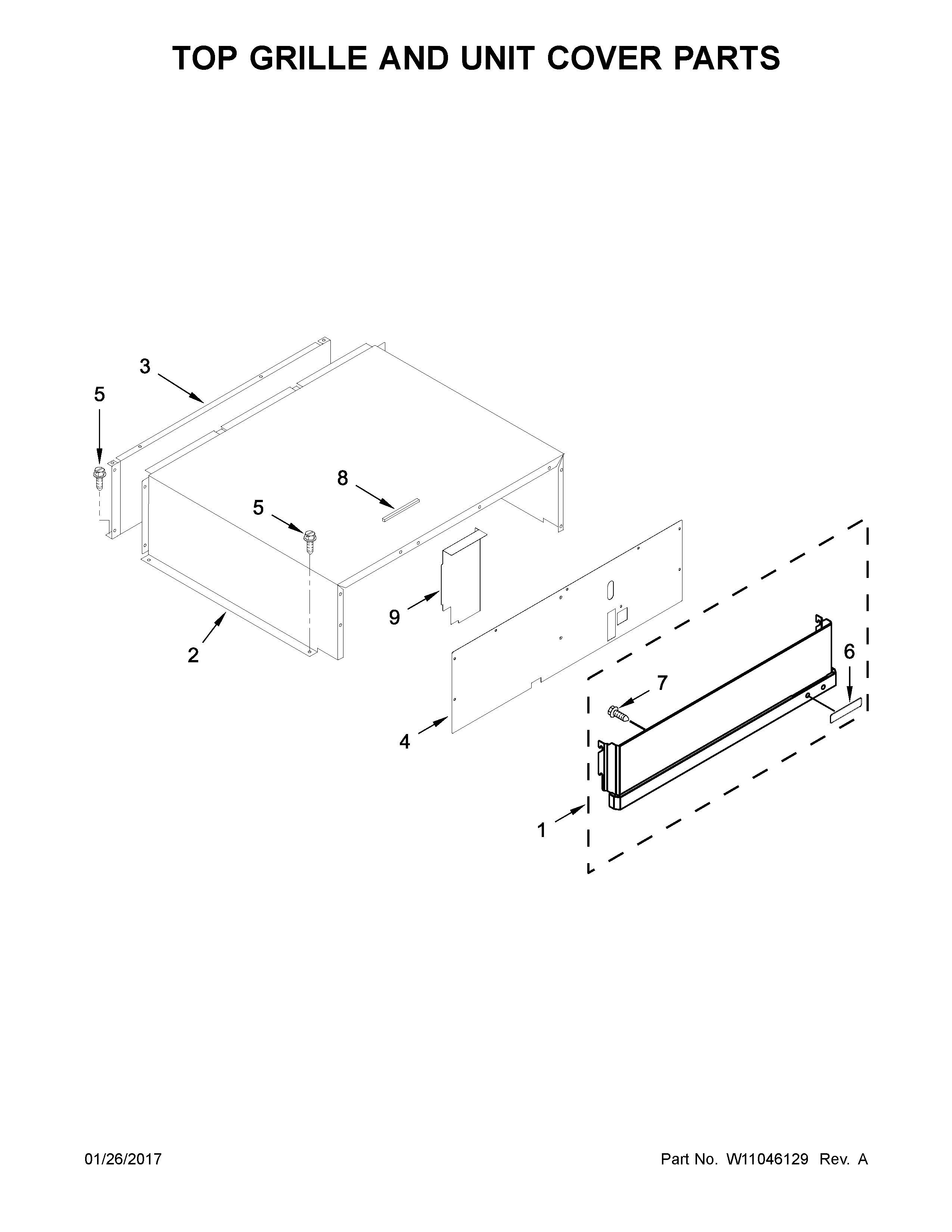 Top grille and unit cover parts
