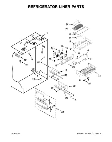 Refrigerator liner parts
