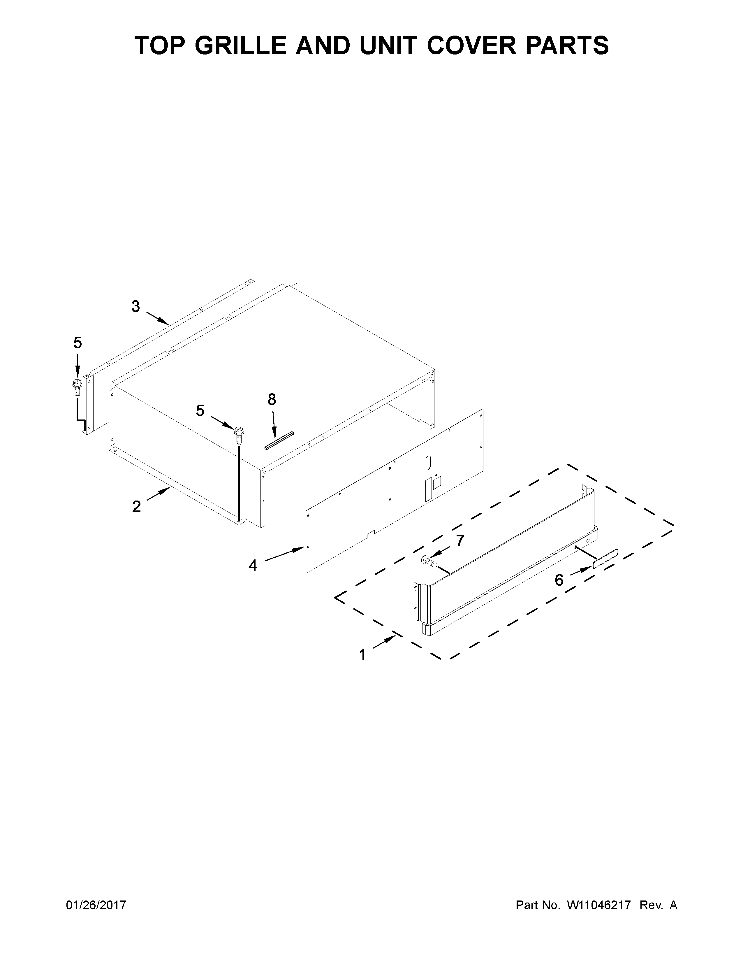 Top grille and unit cover parts