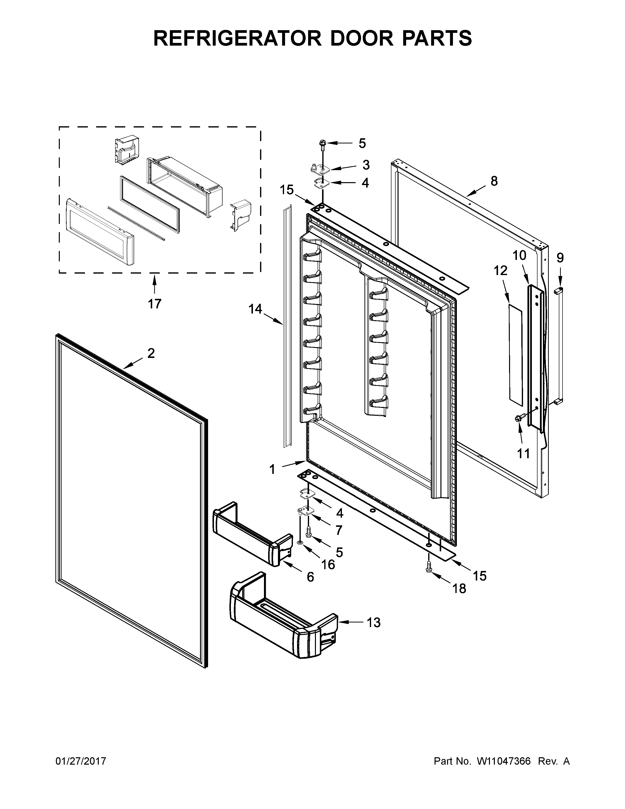 Refrigerator door parts