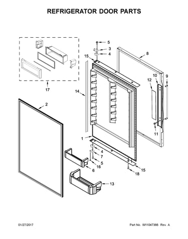 Refrigerator door parts