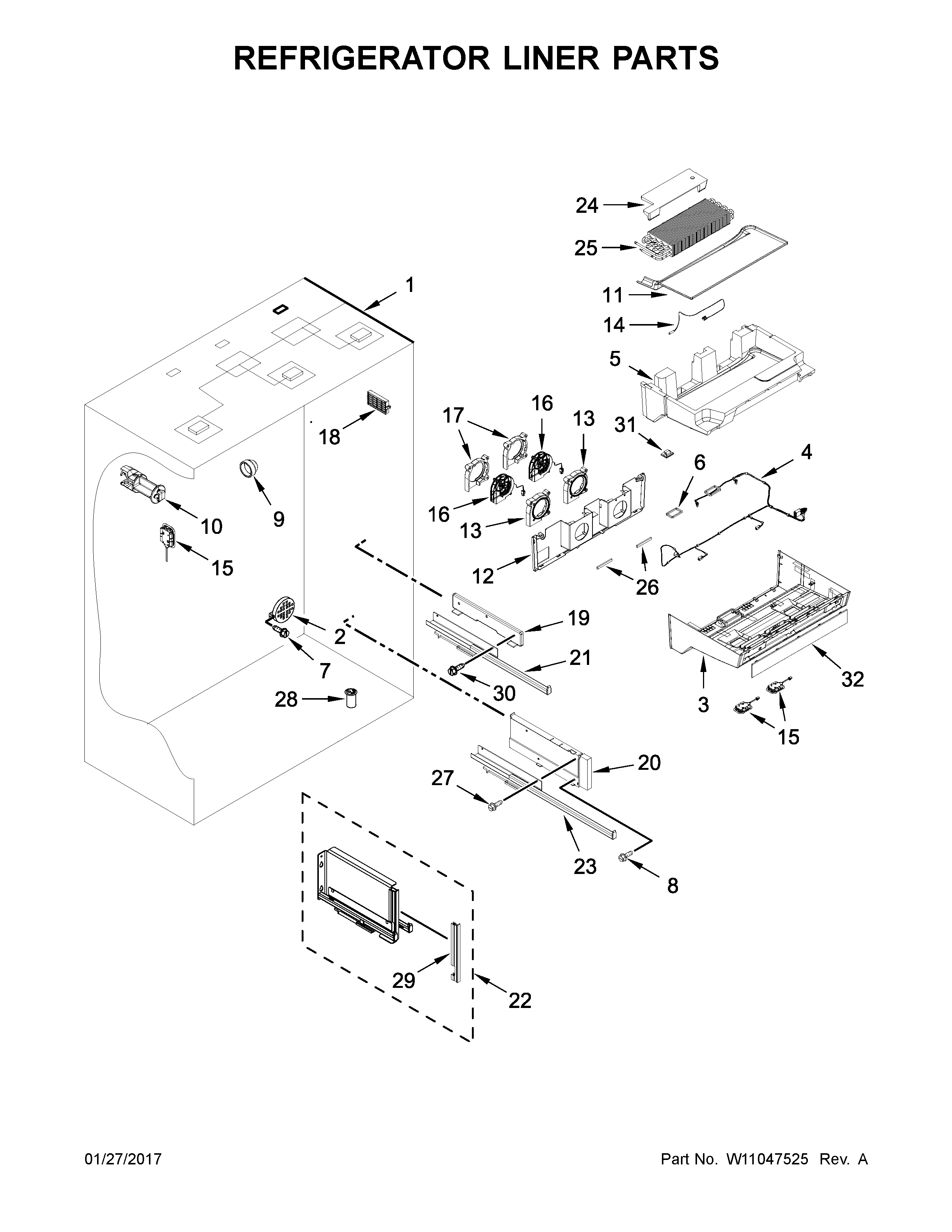 REFRIGERATOR LINER PARTS