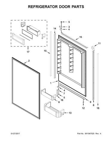 Refrigerator door parts