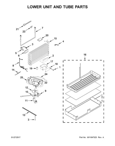 Lower unit and tube parts