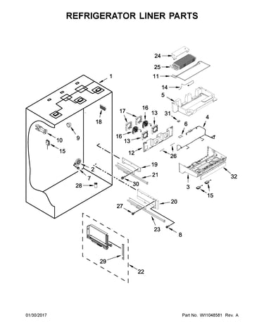 Refrigerator liner parts