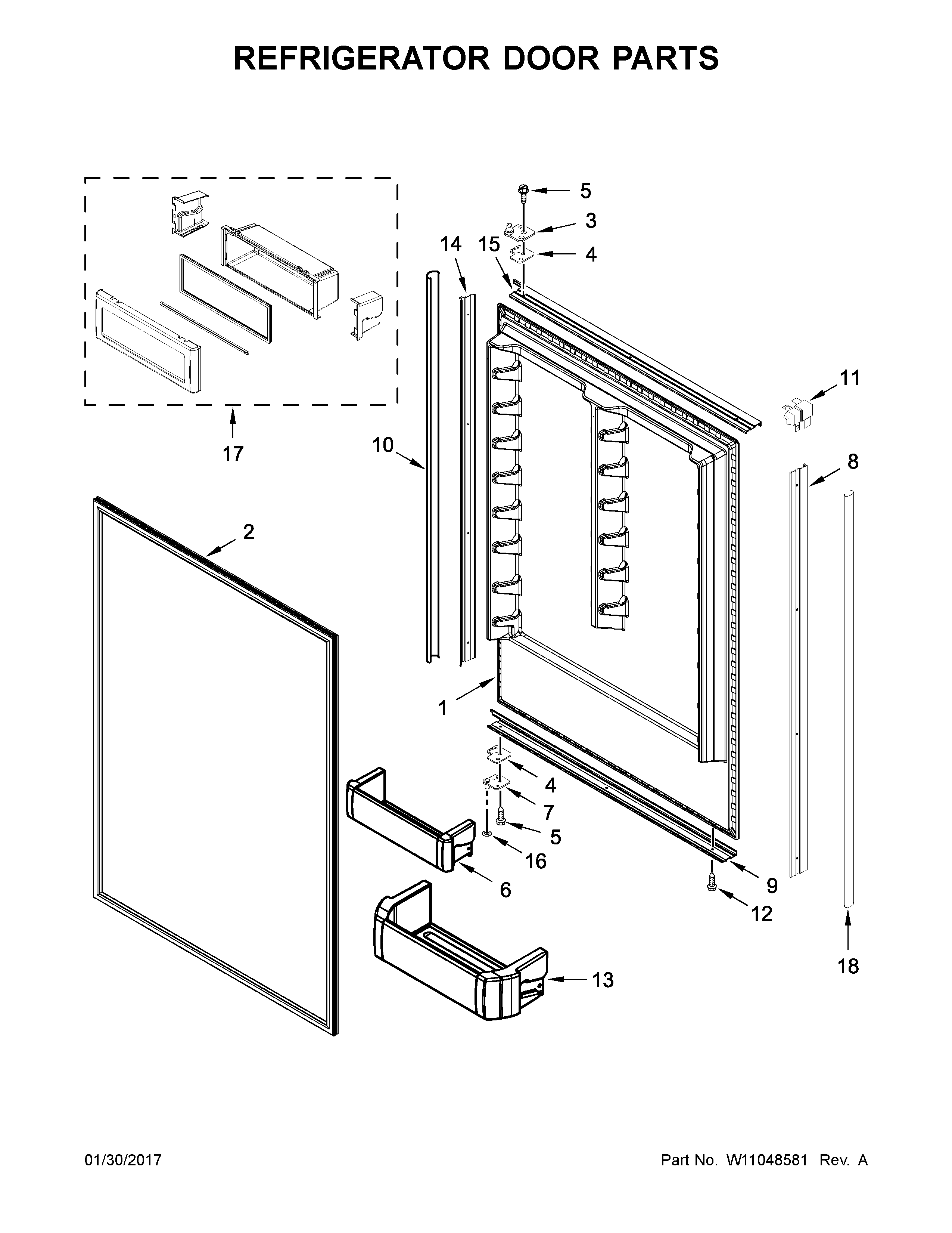Refrigerator door parts