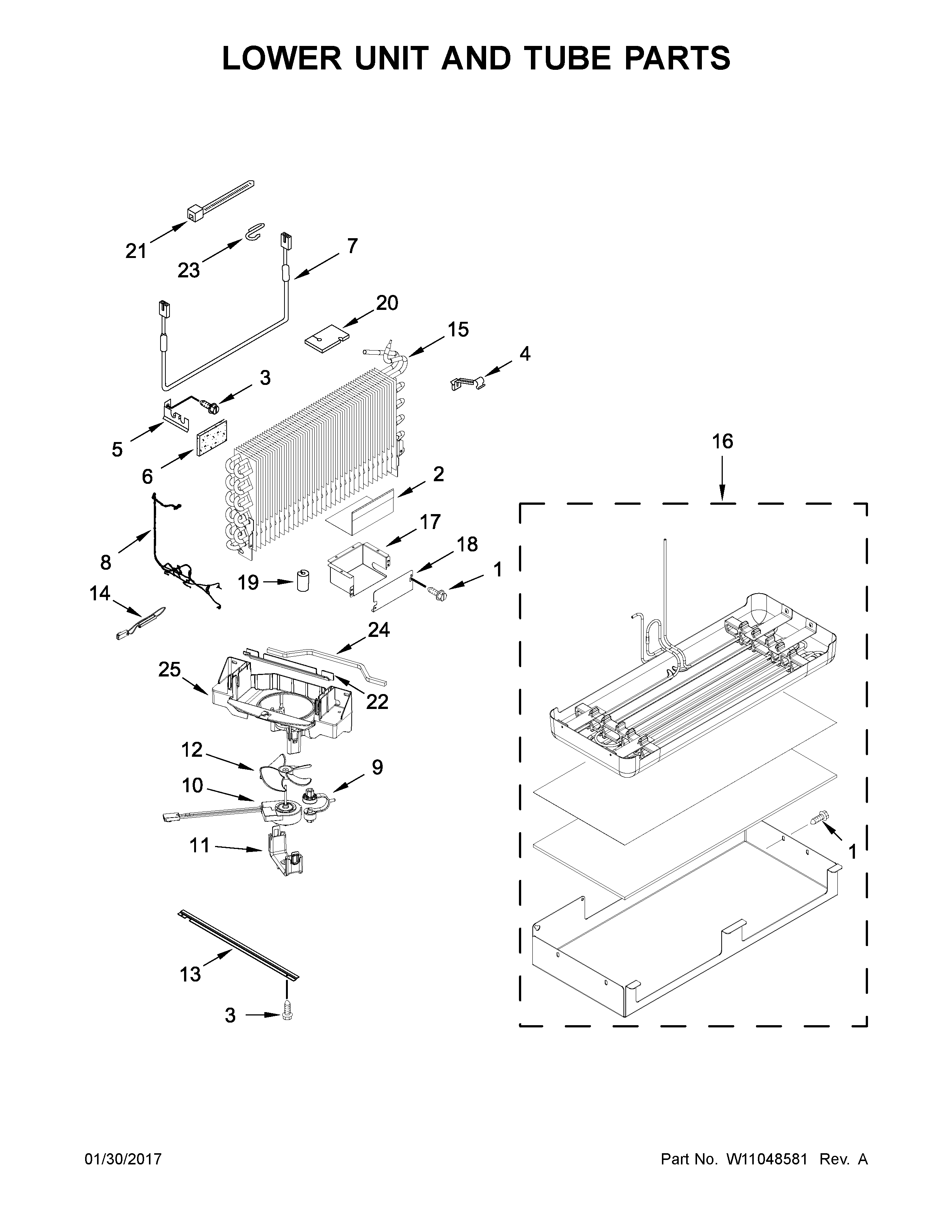 LOWER UNIT AND TUBE PARTS