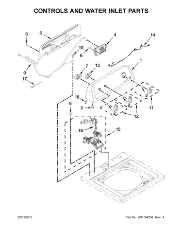 Controls and water inlet parts