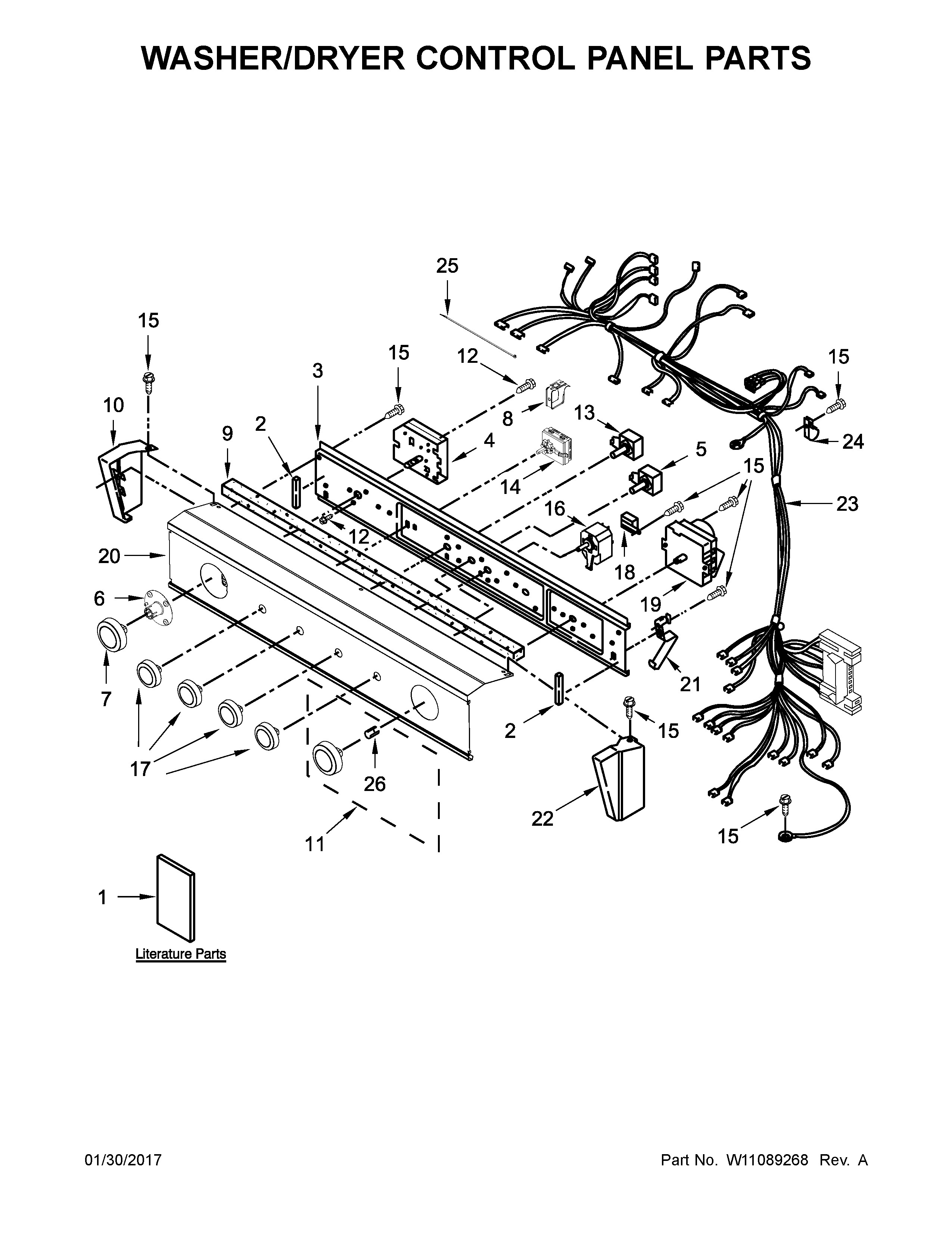 WASHER/DRYER CONTROL PANEL PARTS