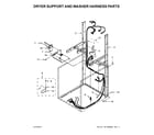 Whirlpool WET4027EW1 dryer support and washer harness parts diagram