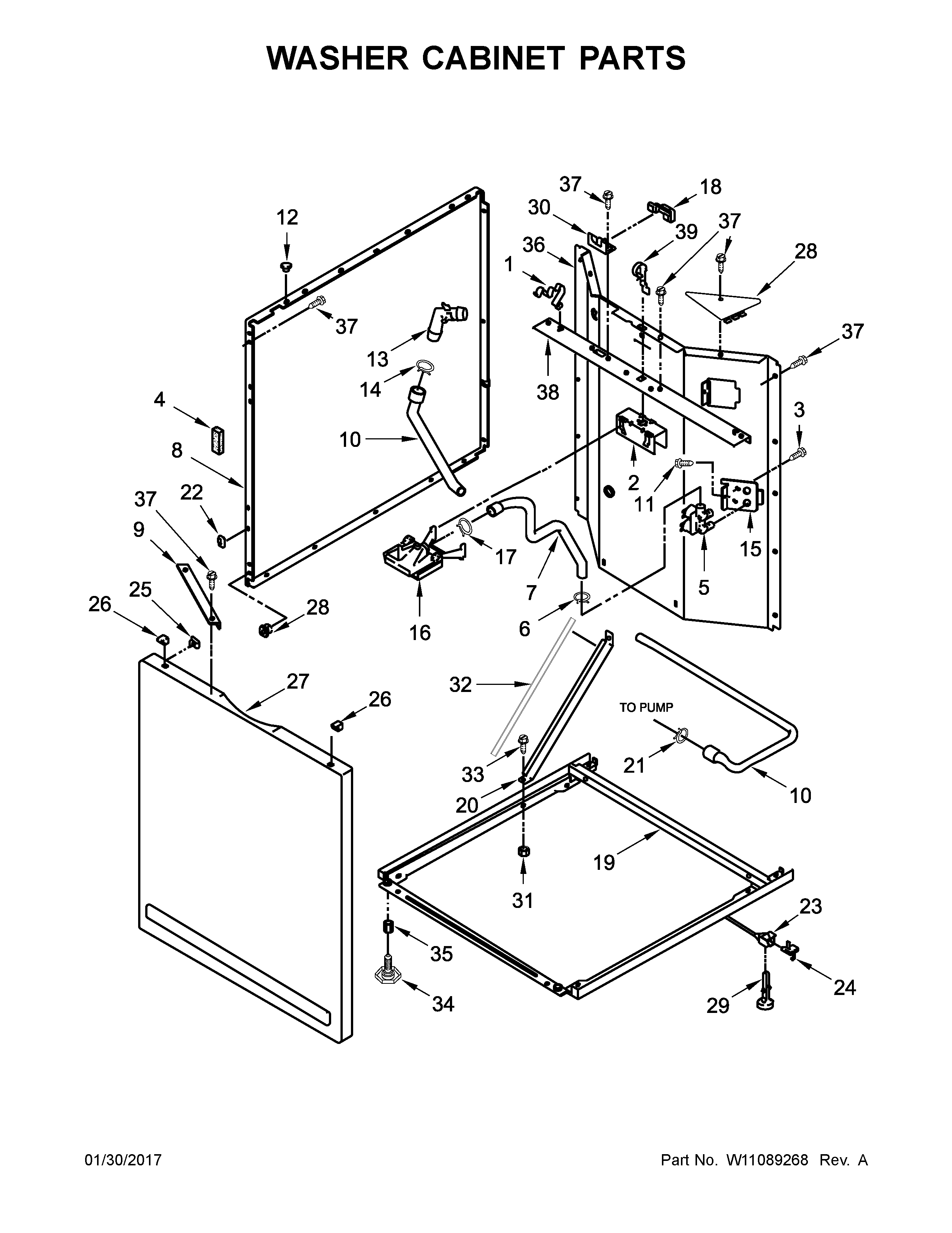 WASHER CABINET PARTS