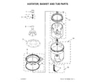 Whirlpool WET4027EW1 agitator, basket and tub parts diagram