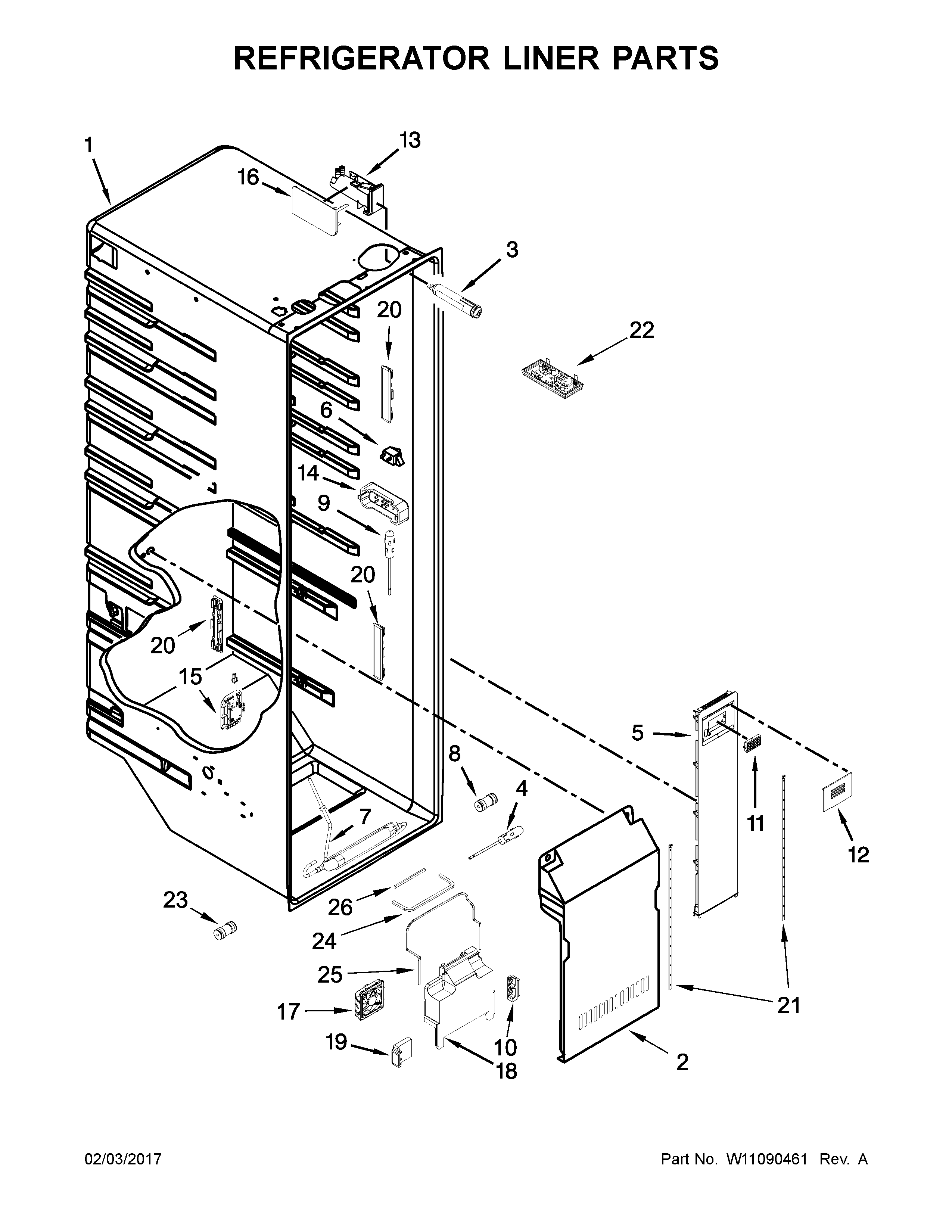 Refrigerator liner parts