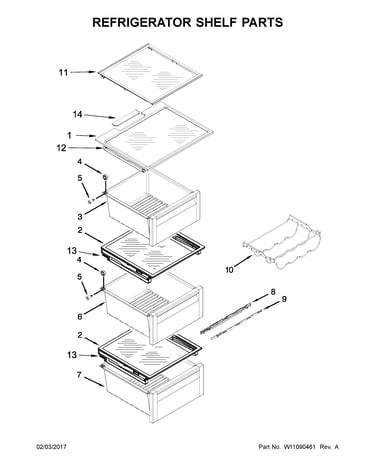 Refrigerator shelf parts