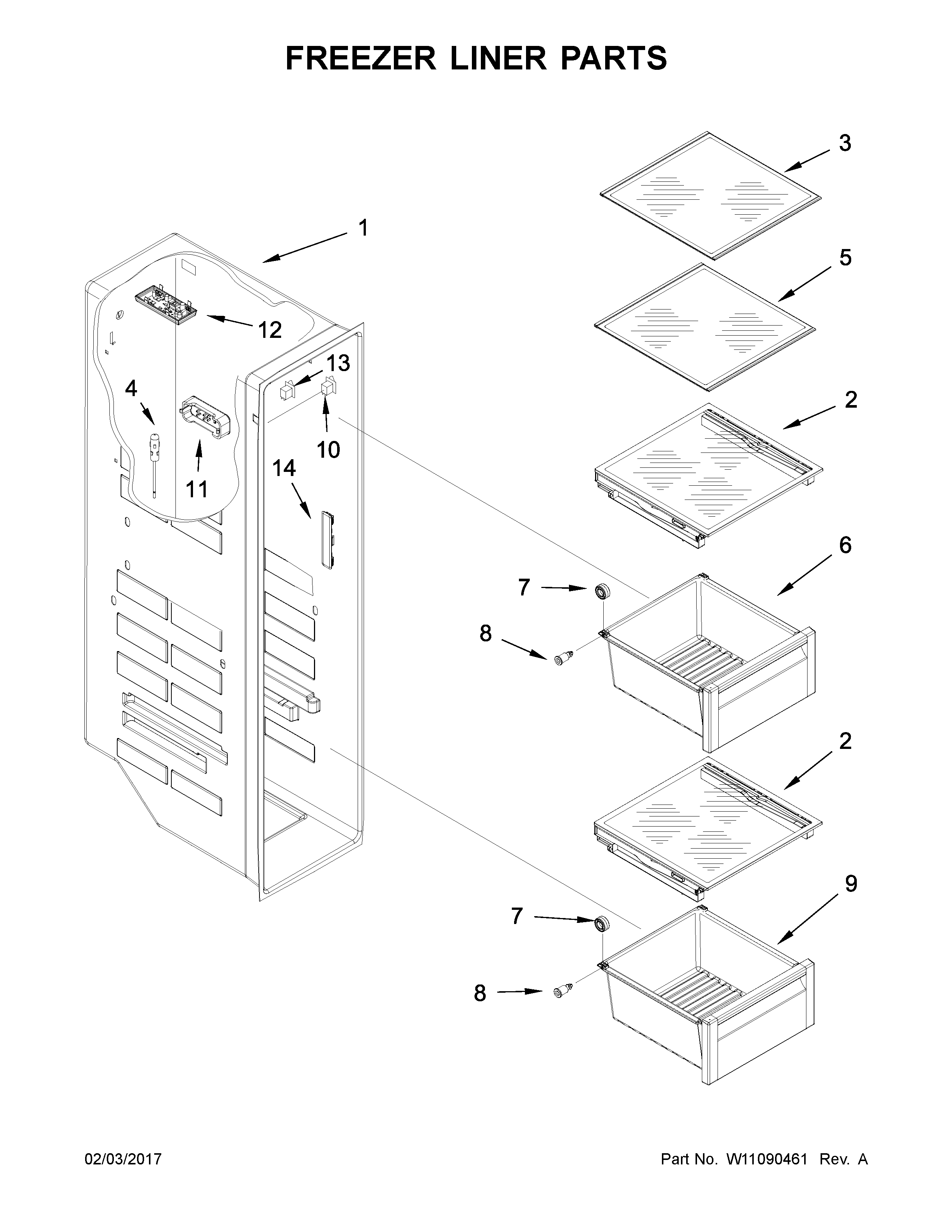 Freezer liner parts