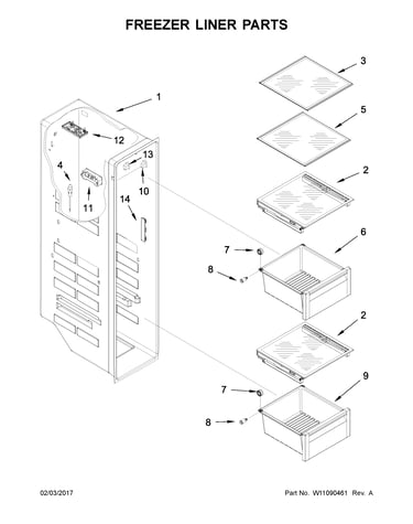 Freezer liner parts