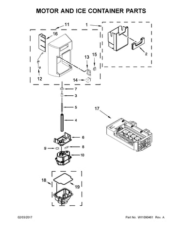 Motor and ice container parts
