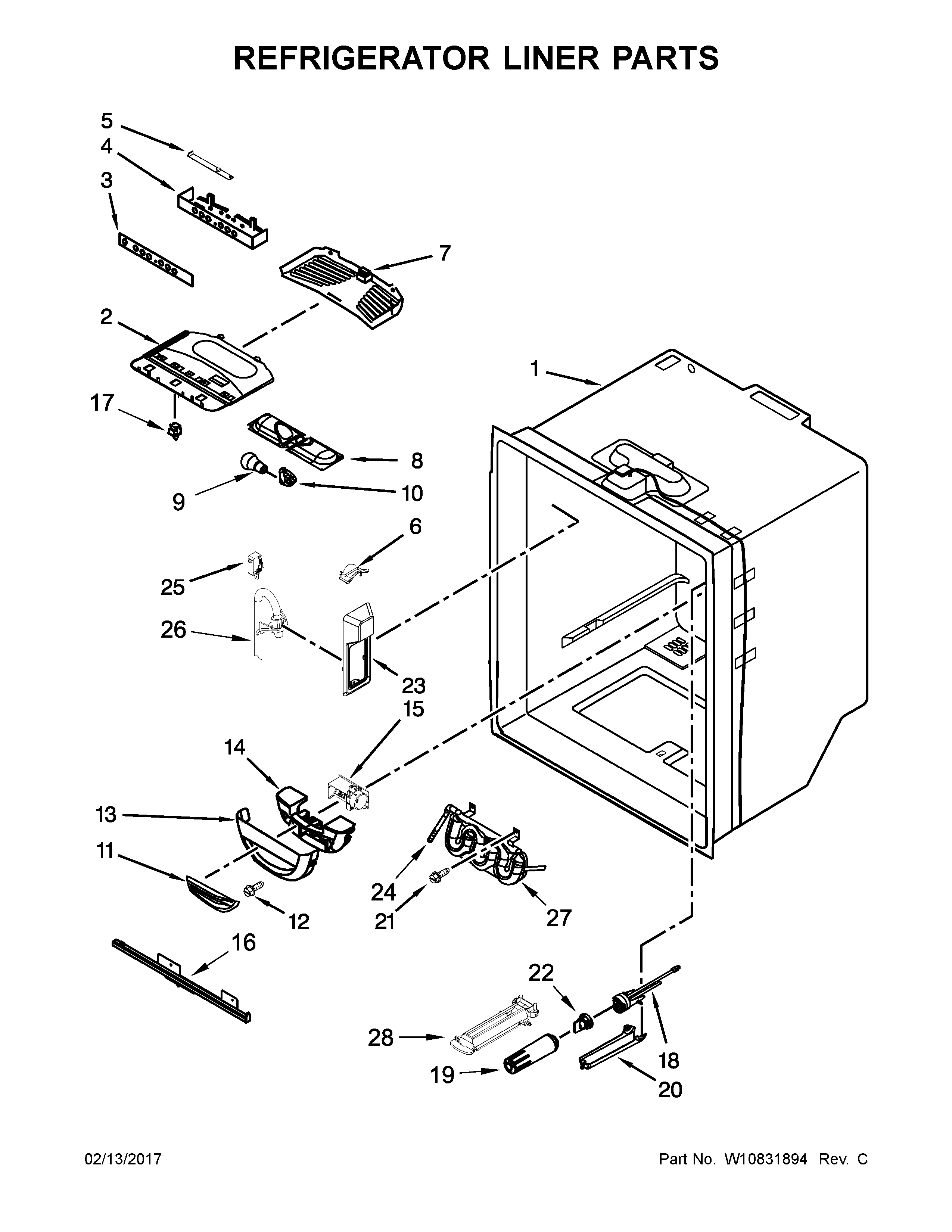 Refrigerator liner parts