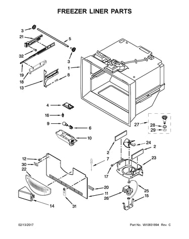Freezer liner parts