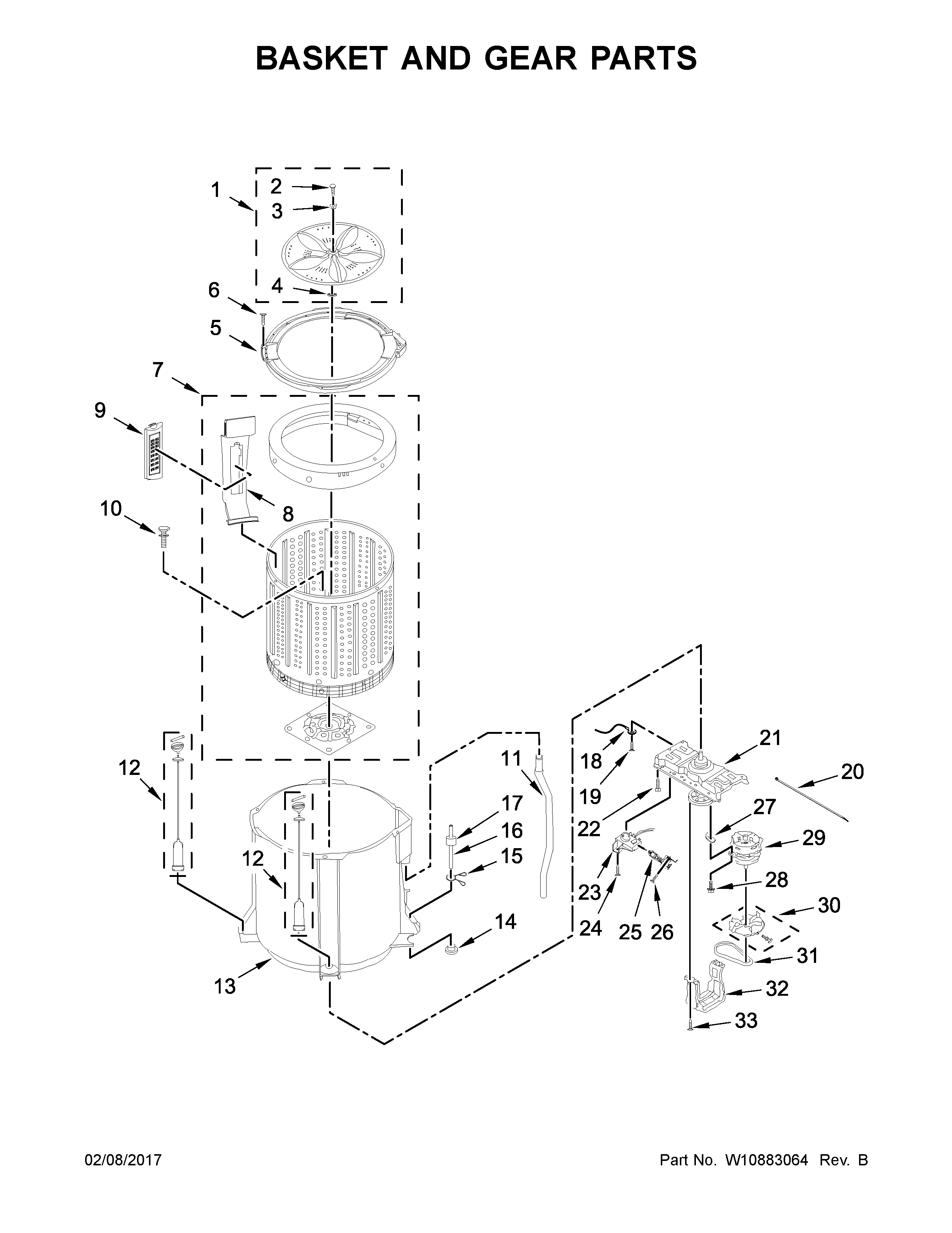 Basket and gear parts