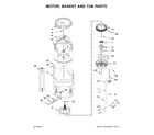 Whirlpool WTW7300DC0 motor, basket and tub parts diagram