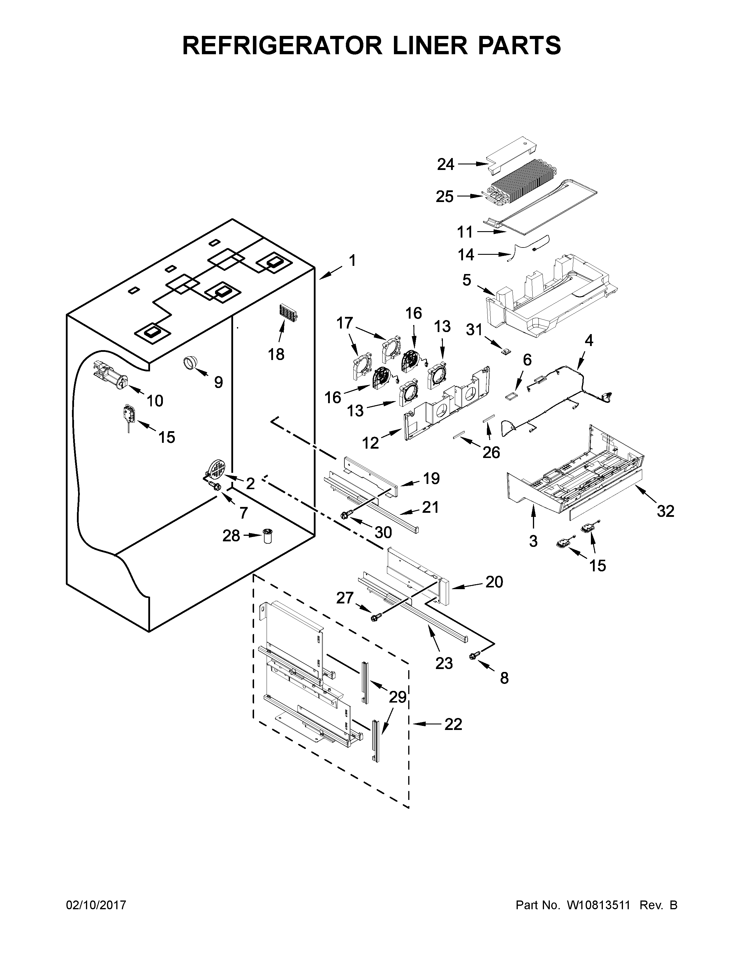 Refrigerator liner parts