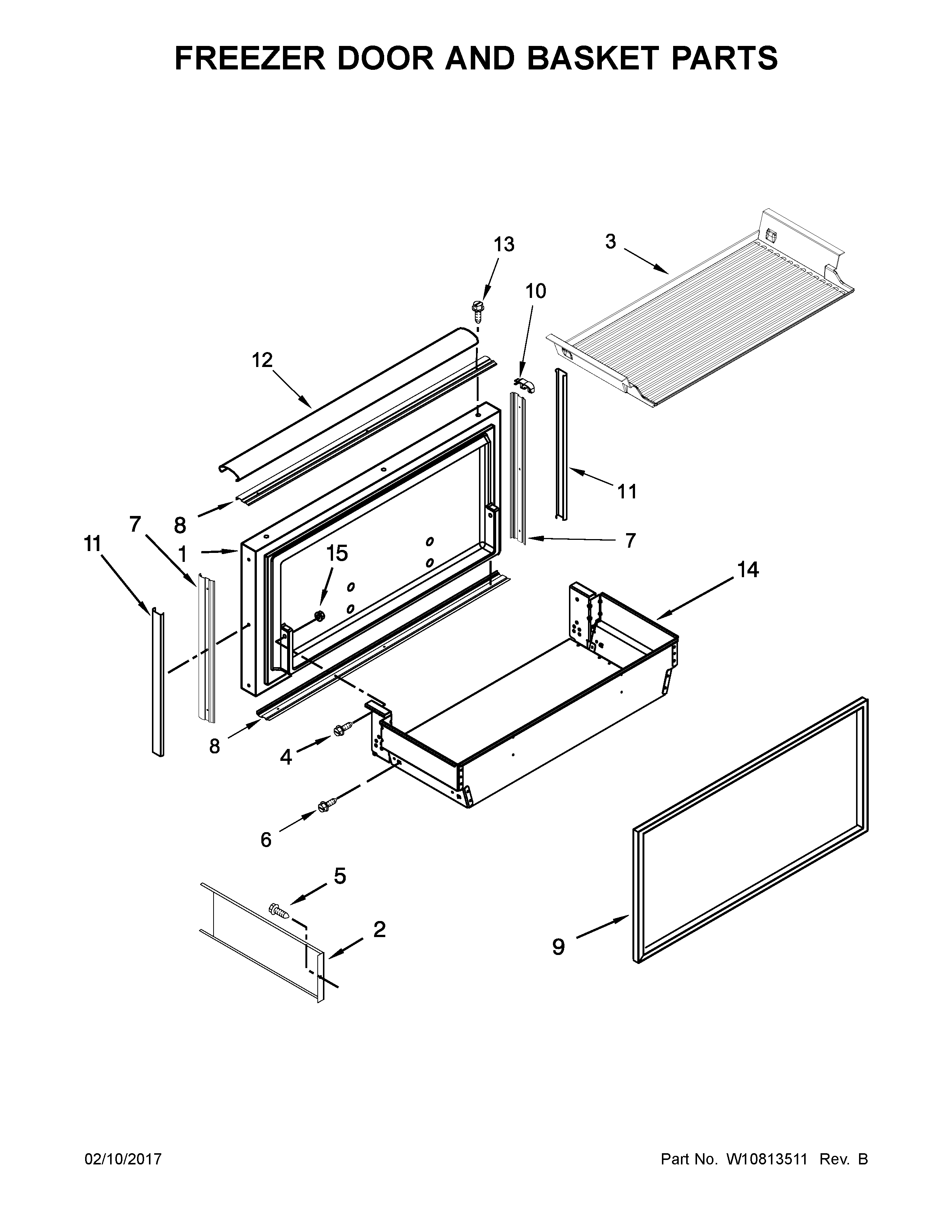 FREEZER DOOR AND BASKET PARTS