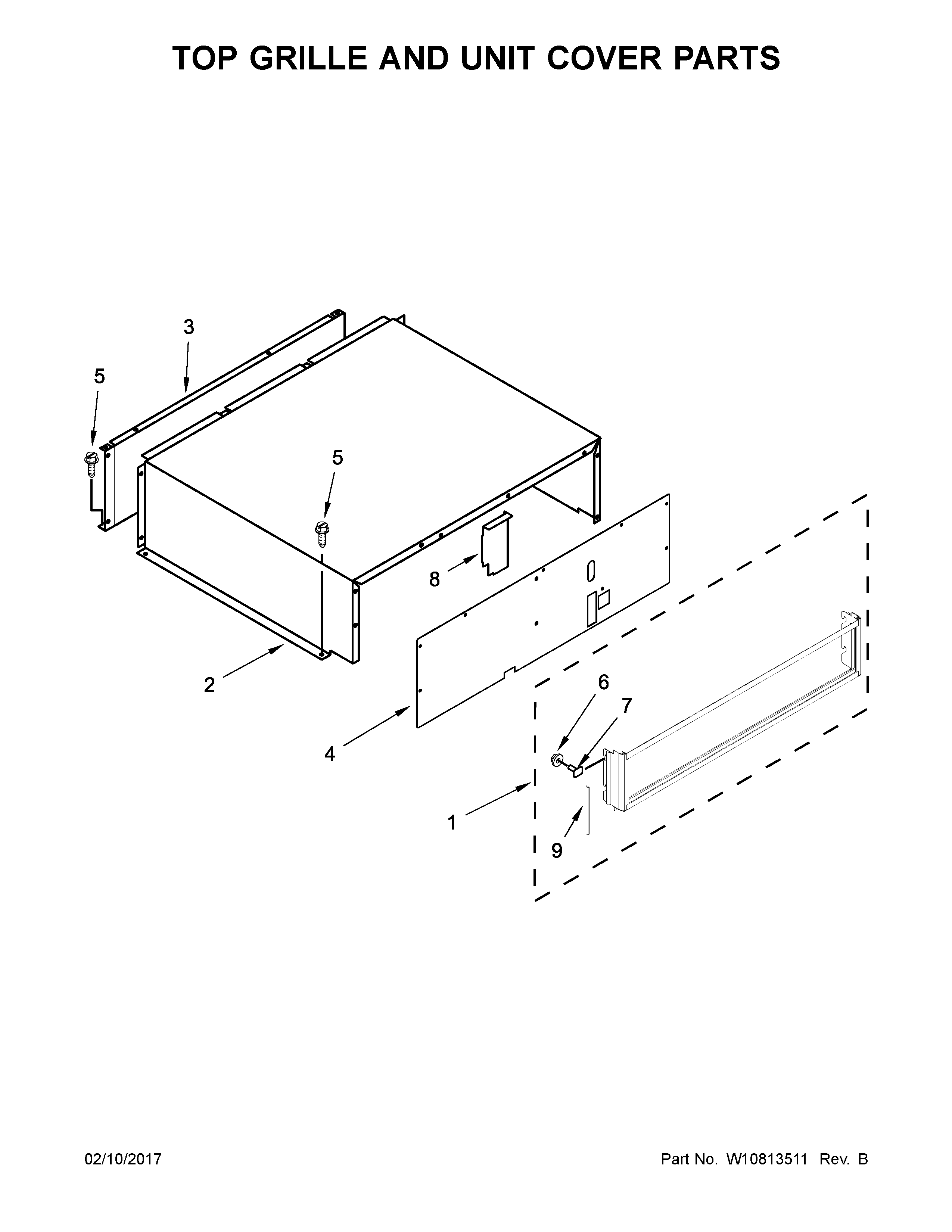 Top grille and unit cover parts