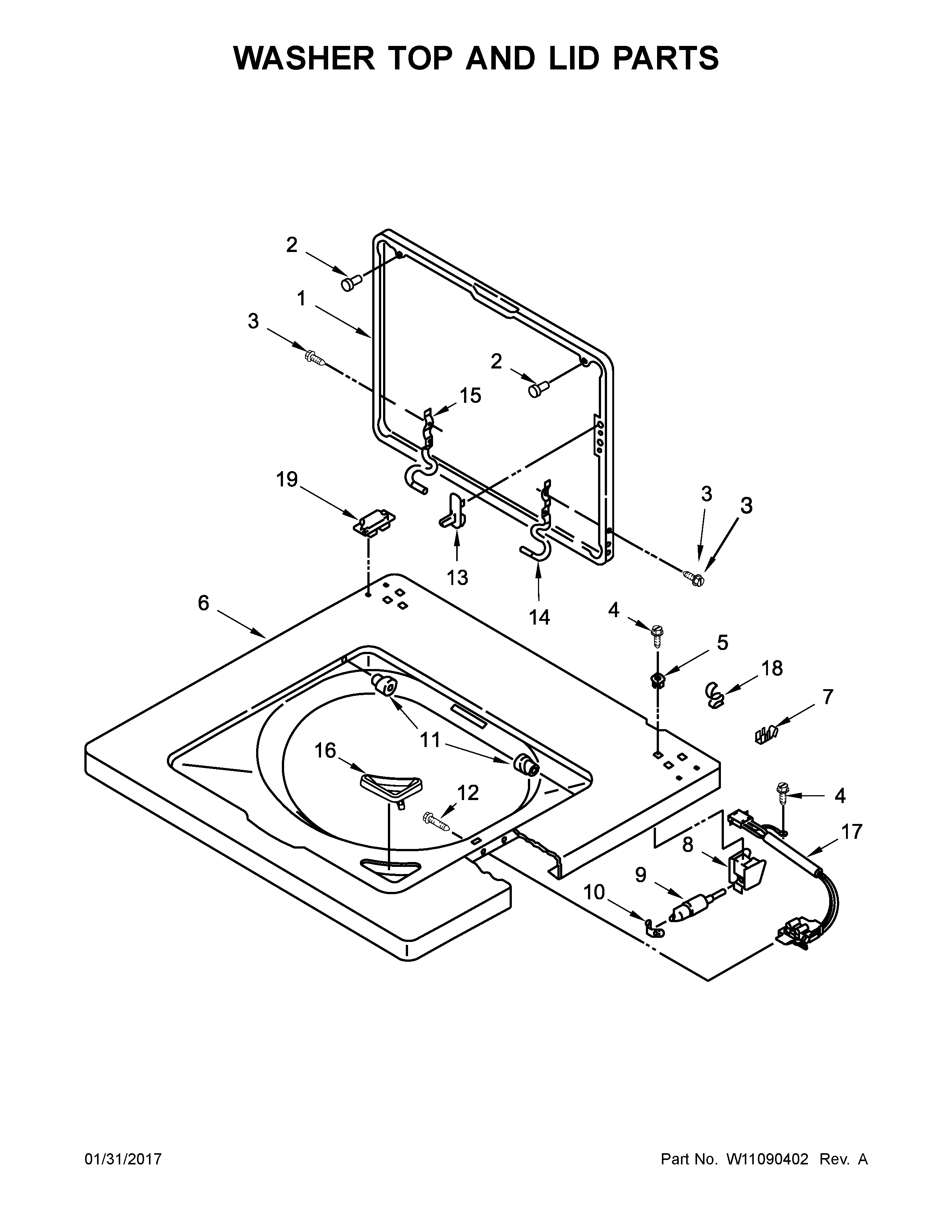 Washer top and lid parts