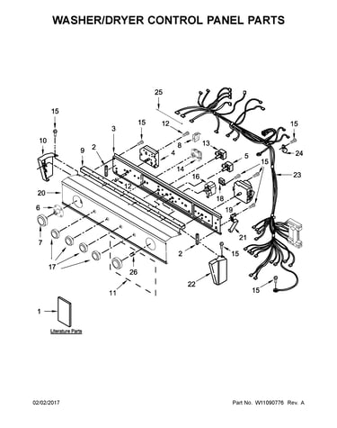 Washer/dryer control panel parts