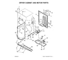Whirlpool WETLV27FW0 dryer cabinet and motor parts diagram