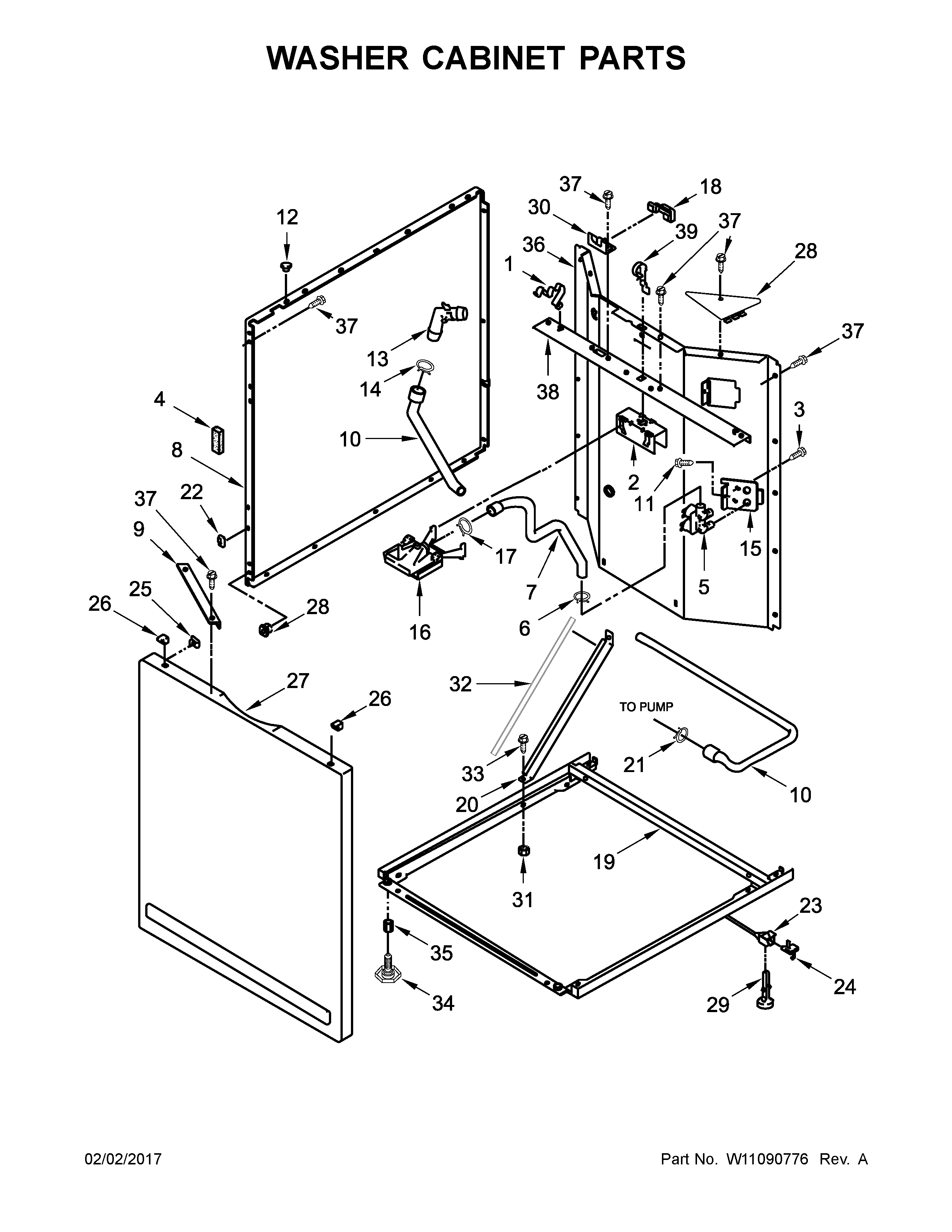 Washer cabinet parts