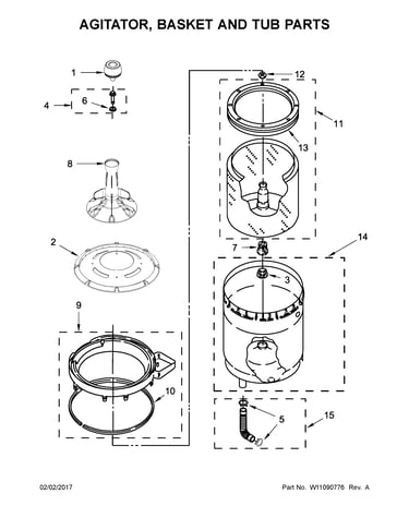Agitator, basket and tub parts