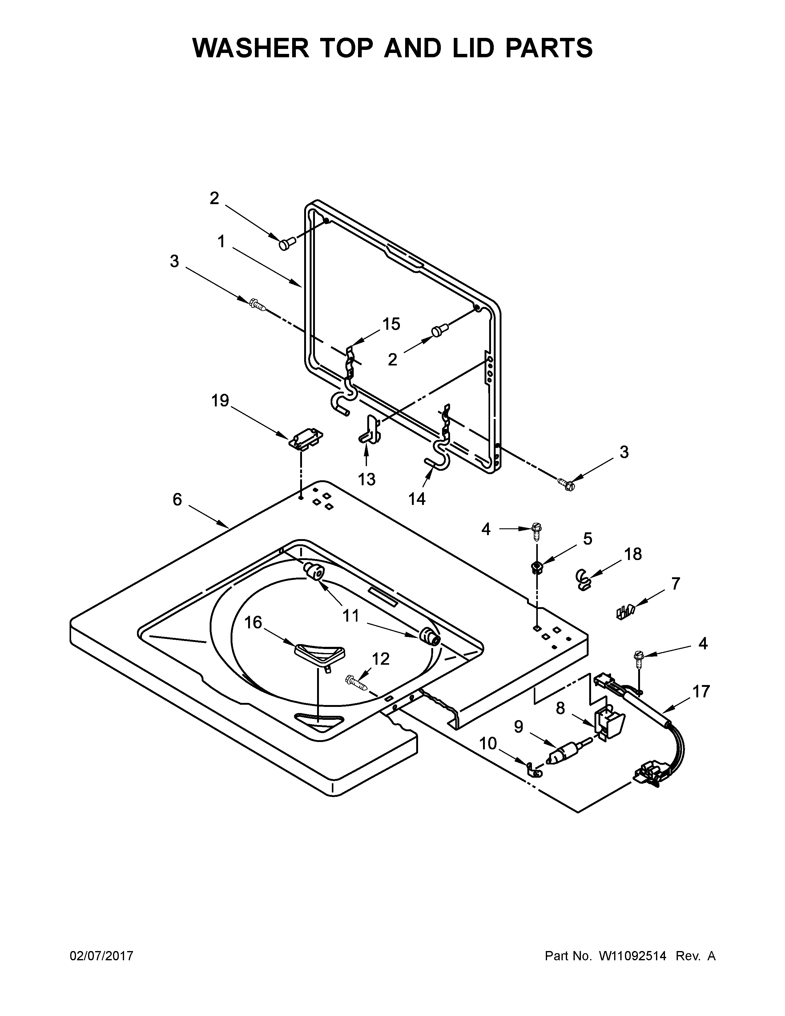 WASHER TOP AND LID PARTS