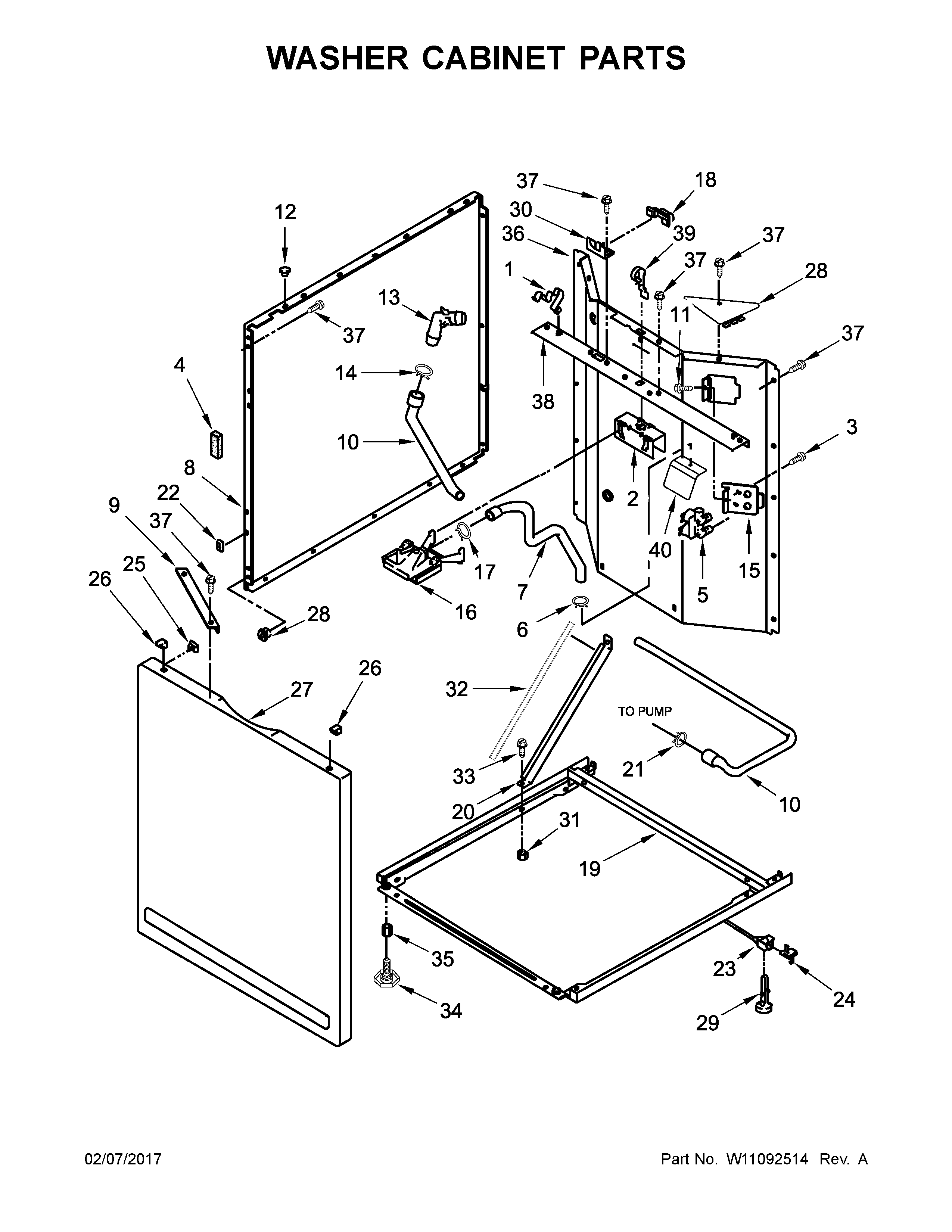 WASHER CABINET PARTS