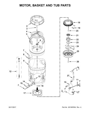 Motor, basket and tub parts