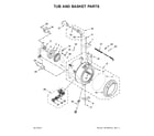 Whirlpool WFW7540FW0 tub and basket parts diagram